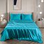 Vonty Satin-Bettlaken für Queen-Size-Bett, seidig weiches Satin, Blaugrün, 1 Spannbetttuch mit tiefer Tasche, 1 Bettlaken + 2 Kissenbezüge