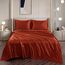 Vonty Satin Sheets California King Seidig weiches Satin-Bettwäsche-Set, 1 Spannbettlaken mit tiefen Taschen + 1 Bettlaken + 2 Kissenbezüge, Rostorange