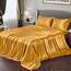 Vonty Satin-Bettlaken-Set, seidig weiches Satin, Gelbgold, 1 Spannbettlaken mit tiefen Taschen + 1 Bettlaken + 1 Kissenbezug
