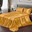 Vonty Satin-Bettlaken-Set, seidig-weiches Satin, Gelbgold, 1 Spannbettlaken mit tiefen Taschen + 1 Bettlaken + 2 Kissenbezüge