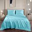 Vonty Satin-Bettlaken, volle Größe, seidig, weiches Satin-Bettwäsche-Set, 1 Spannbettlaken mit tiefen Taschen + 1 Bettlaken + 2 Kissenbezüge, Himmelblau