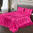 Vonty Satin-Bettlaken, volle Größe, seidig-weiches Satin-Bettwäsche-Set, 1 tiefes Spannbetttuch + 1 Bettlaken + 2 Kissenbezüge, Hot Pink