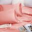 Vonty Satin-Bettlaken für King-Size-Betten, seidig weiches Satin, Rouge-Pink, 1 Spannbetttuch mit tiefer Tasche, 1 Bettlaken + 2 Kissenbezüge