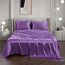 Vonty Satin-Bettlaken, seidig, weiches Satin-Bettwäsche-Set, 1 Spannbettlaken mit tiefen Taschen + 1 Bettlaken + 2 Kissenbezüge, Violett