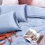 Vonty Satin-Spannbettlaken, volle Größe, seidig weiches Satin, Babyblau, 1 Spannbettlaken mit tiefen Taschen + 1 Bettlaken + 2 Kissenbezüge