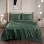 Vonty Satin-Bettlaken-Set für King-Size-Bett, seidig, weiches Satin-Bettwäsche-Set, 1 Spannbettlaken mit tiefen Taschen + 1 Bettlaken + 2 Kissenbezüge, Waldgrün