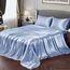 Vonty Satin-Bettlaken, King-Size, seidig-weiches Satin, Babyblau, 1 Spannbettlaken mit tiefen Taschen + 1 Bettlaken + 2 Kissenbezüge
