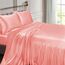 Vonty Satin-Bettlaken für King-Size-Betten, seidig weiches Satin, Rouge-Pink, 1 Spannbetttuch mit tiefer Tasche, 1 Bettlaken + 2 Kissenbezüge