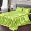 Vonty Satin-Bettlaken für Queensize-Bett, seidig weiches Satin, Limettengrün, 1 Spannbetttuch mit tiefer Tasche, 1 Bettlaken + 2 Kissenbezüge
