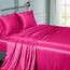 Vonty Satin-Bettwäsche-Set für Queen-Size-Bett, Hot Pink, 4-teilig (1 Spannbettlaken mit tiefen Taschen + 1 Bettlaken + 2 Kissenbezüge)