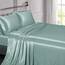 Vonty Satin-Bettlaken-Set, für Doppelbett, Mintgrün, 1 Spannbettlaken mit tiefen Taschen + 1 Bettlaken + 2 Kissenbezüge