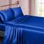 Vonty Satin-Bettlaken für King-Size-Bett, seidig weiches Satin, Königsblau, 1 Spannbetttuch mit tiefer Tasche, 1 Bettlaken + 2 Kissenbezüge