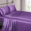 Vonty Satin-Bettlaken-Set für King-Size-Bett, seidig, weiches Satin-Bettwäsche-Set, 1 Spannbettlaken mit tiefen Taschen + 1 Bettlaken + 2 Kissenbezüge, Violett