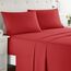 Clara Clark Split-King-Bettwäsche-Set, Tiefe Taschen für geteiltes Kingsize-Bett, 4-teiliges Bettlaken-Set, superweiche Bettwäsche und Kissenbezüge, Split-King-Size-Bett, Kirschrot