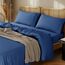 LBRO2M Bettlaken-Set aus 100 % ägyptischer Baumwolle mit Fadenzahl 1000, 3-teiliges Bettlaken-Set, 40,6 cm, weich, bequem, für alle Jahreszeiten (Twin XL, Marineblau)