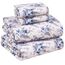 RUVANTI Bettwäsche aus 100% Baumwolle, 4-teiliges Bettwäscheset, blaues Blumenmuster, Queen-Size-Bettlaken, weicher, atmungsaktiver Stoff, Tiefe Spannbettlaken, 1 Spannbetttuch, 2 Kissenbezüge