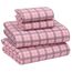 Ruvanti 100 % Baumwolle, 4-teiliges Flanell-Bettlaken, King-Size-Bett, rosa und grau, kariert, tiefe Taschen, wärmend, superweich, atmungsaktiv, feuchtigkeitsableitend, Bettlaken, 2 Kissenbezüge.