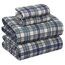 RUVANTI Bettlaken aus 100% Baumwolle, kühlendes Perkal-Bettlaken für King-Size-Bett, atmungsaktiv und langlebig, Kingsize-Bettlaken-Set, 40,6 cm Tiefe Taschen, grünlich-blaues Karo, 4-teilig