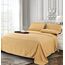 Elegant Comfort Luxuriöses, weiches Bettlaken, Dobby Stripe 1500, Premium-Hotelqualität, Mikrofaser, Weichheit, Knitter- und lichtbeständig (6-teilig), Doppelbettgröße, Medaillon-Gold