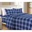 Elegant Comfort Luxuriöses, weiches Bettlaken, Karomuster, 1500, hochwertige Hotelqualität, Mikrofaser, Weichheit, Knitter- und lichtbeständig (6-teilig), komplettes Bettwäsche-Set, Marineblau