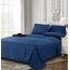 Elegant Comfort Luxuriöses, weiches Bettlaken, Dobby Stripe 1500, Premium-Hotelqualität, Mikrofaser, Weichheit, Knitter- und lichtbeständig (6-teilig), Queen-Size-Bett, Saphirblau