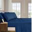 Elegant Comfort Luxuriöses, weiches Bettlaken, Dobby Stripe 1500, Premium-Hotelqualität, Mikrofaser, Weichheit, Knitter- und lichtbeständig (6-teilig), Queen-Size-Bett, Saphirblau