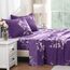 Bedlifes Komplettes Bettlaken-Set, ultraweich, atmungsaktiv, seidige Blumen, tiefe Taschen, 100 % Mikrofaser, 4-teilig, dunkelviolettes Blumenmuster