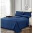 Elegant Comfort Luxuriöses weiches Bettlaken, Dobby-Streifen-1500, Premium-Hotelqualität, Mikrofaser, Weichheit, Knitter- und lichtbeständig (6-teilig), California-King-Size-Bett, Saphirblau