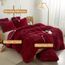 XeGe Plüsch-Bettwäsche-Set mit zotteligen Kissenbezügen aus weichem Kristallsamt, flauschig, 3-teilig (1 Kunstpelz, Reißverschluss (Queen-Size-Bett, rot)