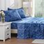 Bedlifes California King-Bettwäsche-Set, ultraweich, atmungsaktiv, seidige Blumen, tiefe Taschen, 100 % Mikrofaser, 4-teilig, Kali-King-Size-Bett, Paisleymuster, Dunkelblau