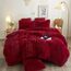 XeGe Plüsch-Bettwäsche-Set mit zotteligen Kissenbezügen aus weichem Kristallsamt, flauschig, 3-teilig (1 Kunstpelz, Reißverschluss (Queen-Size-Bett, rot)