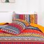 Boho-Steppdecken-Set, Doppelbettgröße, orange und blau, böhmische gestreifte Steppdecken-Sets, 3-teilig, weiche Mikrofaser, leicht, Tagesdecke, Bettwäsche-Set für alle Jahreszeiten (172,7 x 218,4 cm)