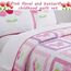 Cozy Line Home Fashions Pink Tulip Butterfly Floral 100% Cotton Reversible Quilt Bedding Set for Kids, Girls, Coverlet, Bedspreads (Twin - 4 Piece: 1 Quilt + 1 Standard Sham + 2 Decorative Pillows)