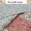 Cozy Line Home Fashions Eleanor Coral Teal Ivory Yellow Real Patchwork Floral Print Pattern 100% Baumwolle Reversible Cover Tagesdecke, Quilt Bettwäsche-Set für Frauen (Koralle/Blaugrün