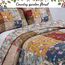 Cozy Line Home Fashions Bettwäsche-Set aus 100 % Baumwolle, handteilbar, echtes Patchwork, Blumenmuster, Landhausstil, wendbar, Tagesdecke, Tagesdecke, für alle Jahreszeiten (Khaki-Rot, Kingsize, 3