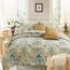 Cozy Line Home Fashions Luxuriöses, klassisches Bettwäsche-Set, 100% Baumwolle, Beige, Blau, Blumenmuster, Rosa, Bohemian-Stil, wendbare Tagesdecke (Kunstmalerei, King-Size-Bett)
