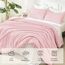 Litanika Bettwäsche-Set für King-Size-Betten, 3-teilig, ästhetisch, weich, einfarbig, für alle Jahreszeiten, 261 x 228 cm, Rosa