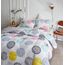Uozzi Bedding Bunte Punkte, Bettbezug-Set, Doppelbett, rosa, gelb, grau, blau, Kreise, wendbar, Alternative 800 TC Kinder-Bettwäsche-Set, 1 Mikrofaser-Steppdecke mit 2 Kissenbezügen