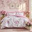 Bettwäsche-Set mit weißen Farbverlauf, rosa Blumen, 7-teiliges Bettwäsche-Set für Queen-Size-Betten (1 Steppdecke, 2 Kissenbezüge, 1 Bettlaken, 1 Spannbetttuch, 2 Kissenbezüge)