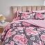Bettwäsche-Set mit Blumenmuster, graues Bett in einer Tasche, 6-teilig, Doppelbettgröße, rosa, weiß, florales Mikrofaser, wendbar, Bettwäsche-Set (1 Bettdecke, 1 Spannbetttuch, 1 Kissenbezug)