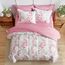 Uozzi Bedding Bed in a Bag 6-teiliges Bettwäsche-Set für Doppelbett, rosa und grüne Blätter, Blumendruck, weiche Mikrofaser, wendbar, 1 Bettlaken, Spannbetttuch, Kopfkissenbezug, Kopfkissenbezüge, Set