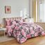 Bettwäsche-Set mit Blumenmuster, graues Bett in einer Tasche, 7-teilig, Queen-Size-Größe, Rosa, Weiß, Blumenmuster, Mikrofaser, wendbares Bettwäsche-Set (1 Steppdecke, 2 Kissenbezüge, 1 rosa Bettlaken