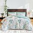 Leaves Comforter Sheet Set White Bed in a Bag 7 Pieces King Size Green Floral Microfiber Reversible Bedding Set (1 Comforter 2 Pillow Shams 1 Flat Sheet 1 Fitted Sheet 2 Pillowcases)