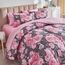Bettwäsche-Set mit Blumenmuster, graues Bett in einer Tasche, 7-teilig, Queen-Size-Größe, Rosa, Weiß, Blumenmuster, Mikrofaser, wendbares Bettwäsche-Set (1 Steppdecke, 2 Kissenbezüge, 1 rosa Bettlaken