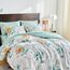 Leaves Comforter Sheet Set White Bed in a Bag 7 Pieces King Size Green Floral Microfiber Reversible Bedding Set (1 Comforter 2 Pillow Shams 1 Flat Sheet 1 Fitted Sheet 2 Pillowcases)
