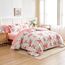 Bettwäsche-Set mit Blumenmuster, Weiß, Bett in einer Tasche, 7-teilig, King-Size-Größe, dunkelrosa, florales Mikrofaser-Bettwäsche-Set (1 Steppdecke, 2 Kissenbezüge, 1 rosa Bettlaken, 1 Spannbetttuch,