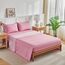Bettwäsche-Set mit weißen Farbverlauf, rosa Blumen, 7-teiliges Bettwäsche-Set für Queen-Size-Betten (1 Steppdecke, 2 Kissenbezüge, 1 Bettlaken, 1 Spannbetttuch, 2 Kissenbezüge)
