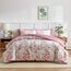 Uozzi Bedding Bed in a Bag 7-teiliges Queen-Size-Bettwäsche-Set mit rosa grünen Blättern und Blumendruck, weiche Mikrofaser, wendbar (1 Decke, 2 Kissenbezüge, 1 Bettlaken, Spannbetttuch, Kissenbezüge)