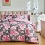 Bettwäsche-Set mit Blumenmuster, graues Bett in einer Tasche, 7-teiliges King-Size-Bettwäsche-Set (1 Bettdecke, 2 Kissenbezüge, 1 rosa Bettlaken, 1 Spannbetttuch, 2 Kissenbezüge)