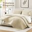 Comfort Spaces Kienna Steppdecken-Set, luxuriös, doppelseitige Nähte, für alle Jahreszeiten, leicht, Tagesdecke, Bettwäsche, passende Kissenbezüge, elfenbeinfarben, 3-teilig